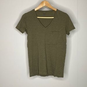 Madewell Green V-Neck Pocket Tee